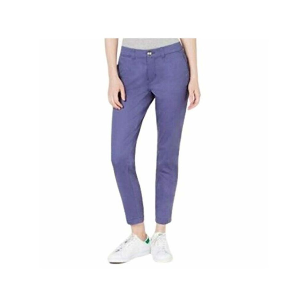 MAISON JULES Womens Straight leg Pants Blue Pocketed Zippered Juniors 2